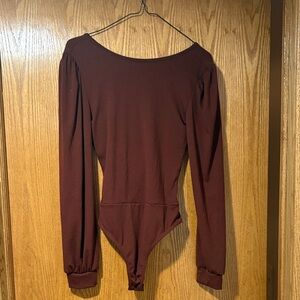 Lulu's Burgundy Long Sleeve Bodysuit